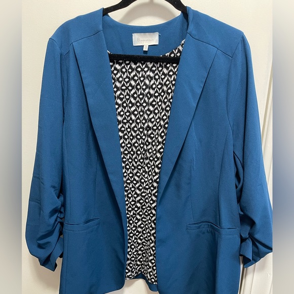Teal Skies Are Blue Collarless Open Blazer - Picture 5 of 5